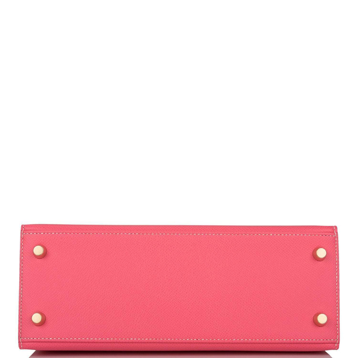 Hermes Kelly 25cm Bi-Color Rose Azalee and Craie Epsom Sellier Brushed Gold Hardware Crowned Bag