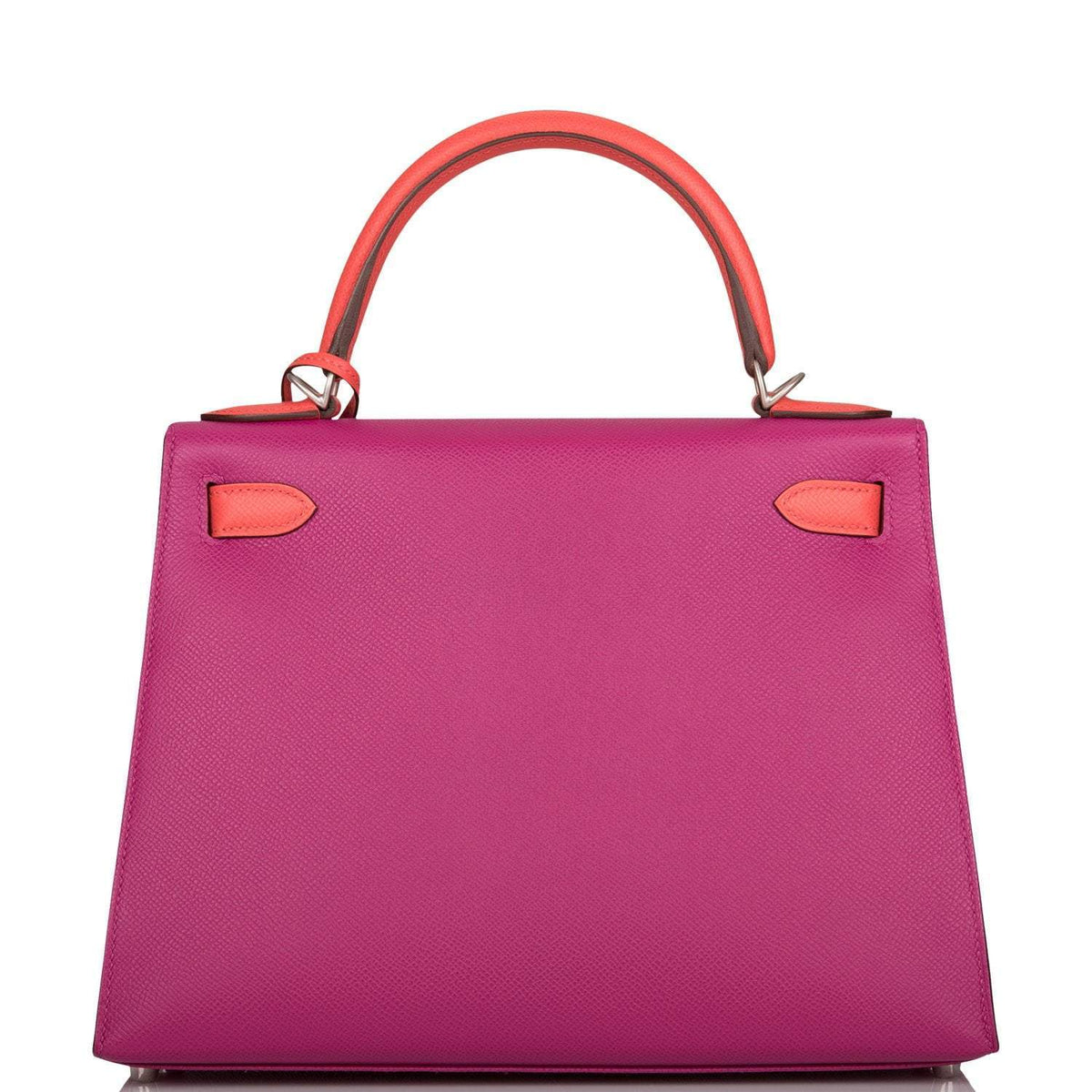 Hermes Kelly 28cm Bi-Color Rose Pourpre and Rose Jaipur Epsom Sellier Brushed Palladium Hardware Crowned Bag
