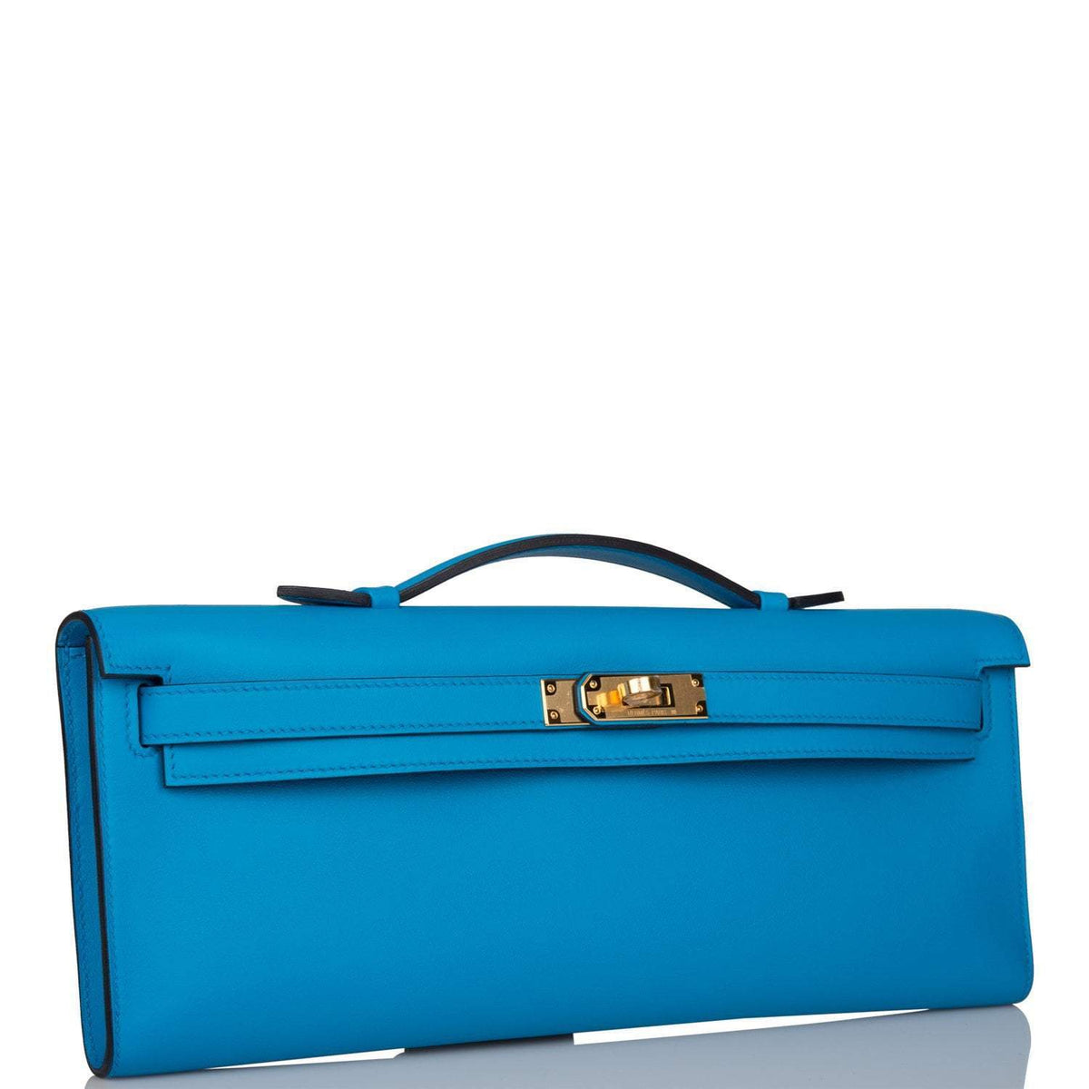 Hermes Kelly Cut Bleu Frida Swift Gold Hardware Crowned Bag