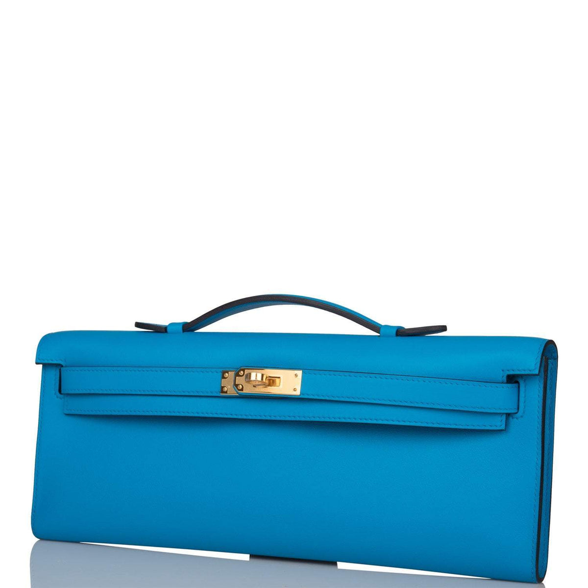 Hermes Kelly Cut Bleu Frida Swift Gold Hardware Crowned Bag