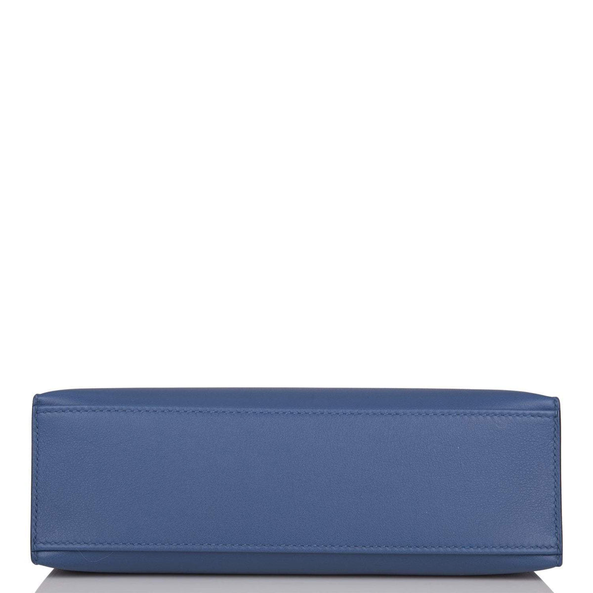 Hermes Kelly Pochette Blue Brighton Swift Palladium Hardware Crowned Bag
