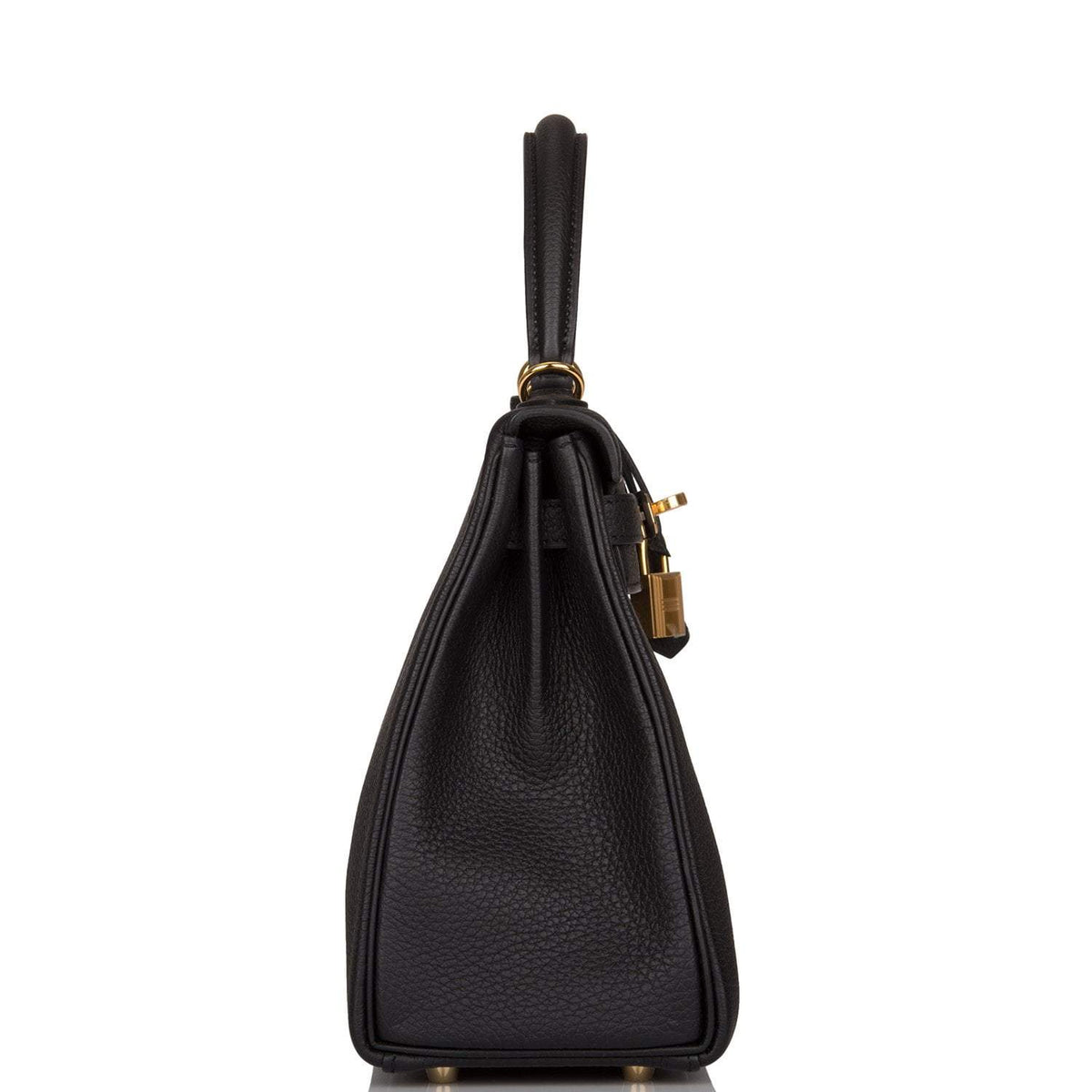 Hermes Kelly Retourne 25 Black Togo Gold Hardware Crowned Bag