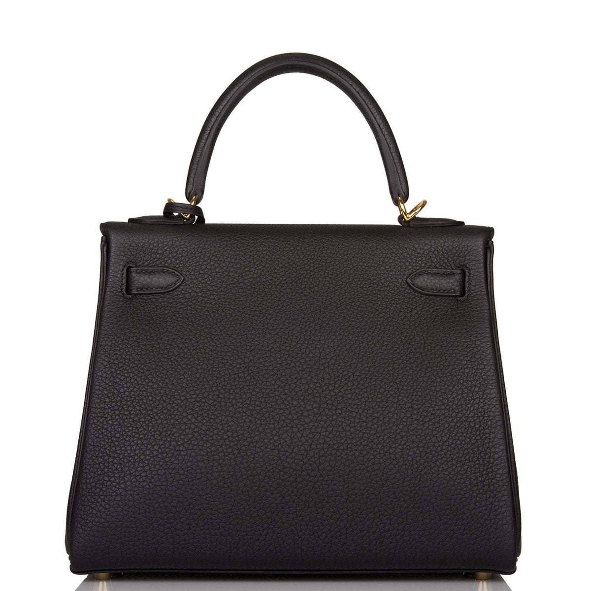 Hermes Kelly Retourne 25 Black Togo Gold Hardware Crowned Bag
