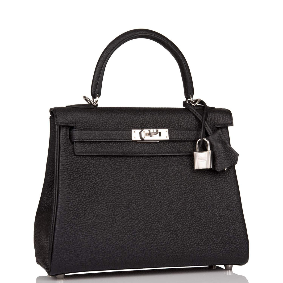 Hermes Kelly Retourne 25 Black Togo Palladium Hardware Crowned Bag
