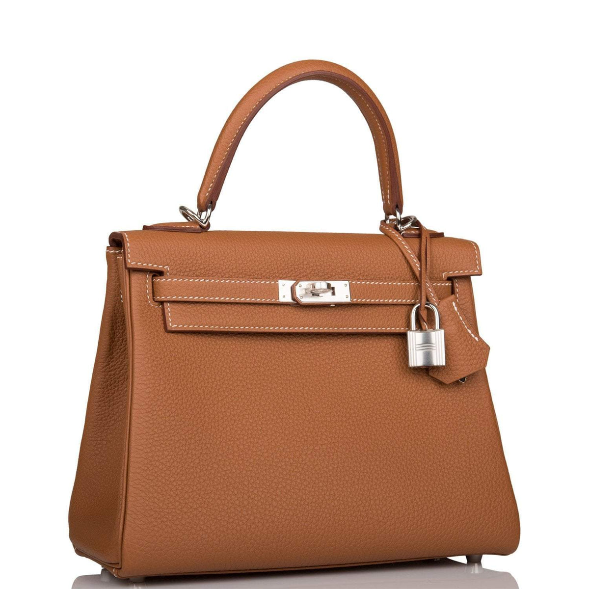 Hermes Kelly Retourne 25 Gold Togo Palladium Hardware Crowned Bag