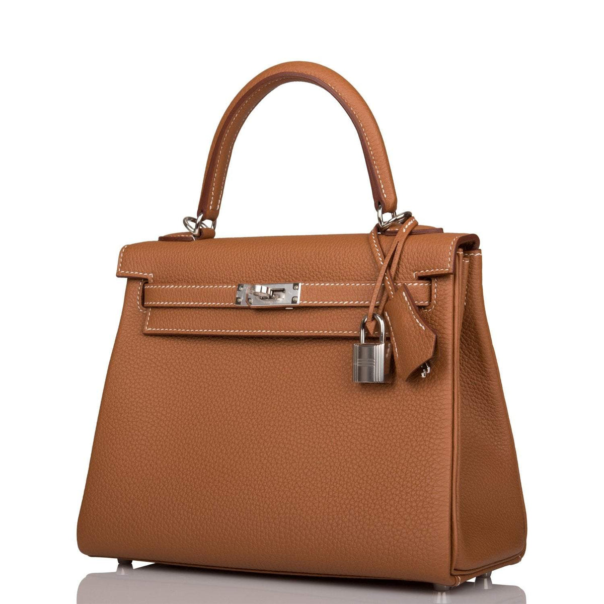 Hermes Kelly Retourne 25 Gold Togo Palladium Hardware Crowned Bag