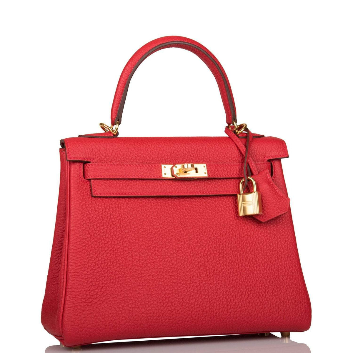 Hermes Kelly Retourne 25 Rouge Casaque Togo Gold Hardware Crowned Bag