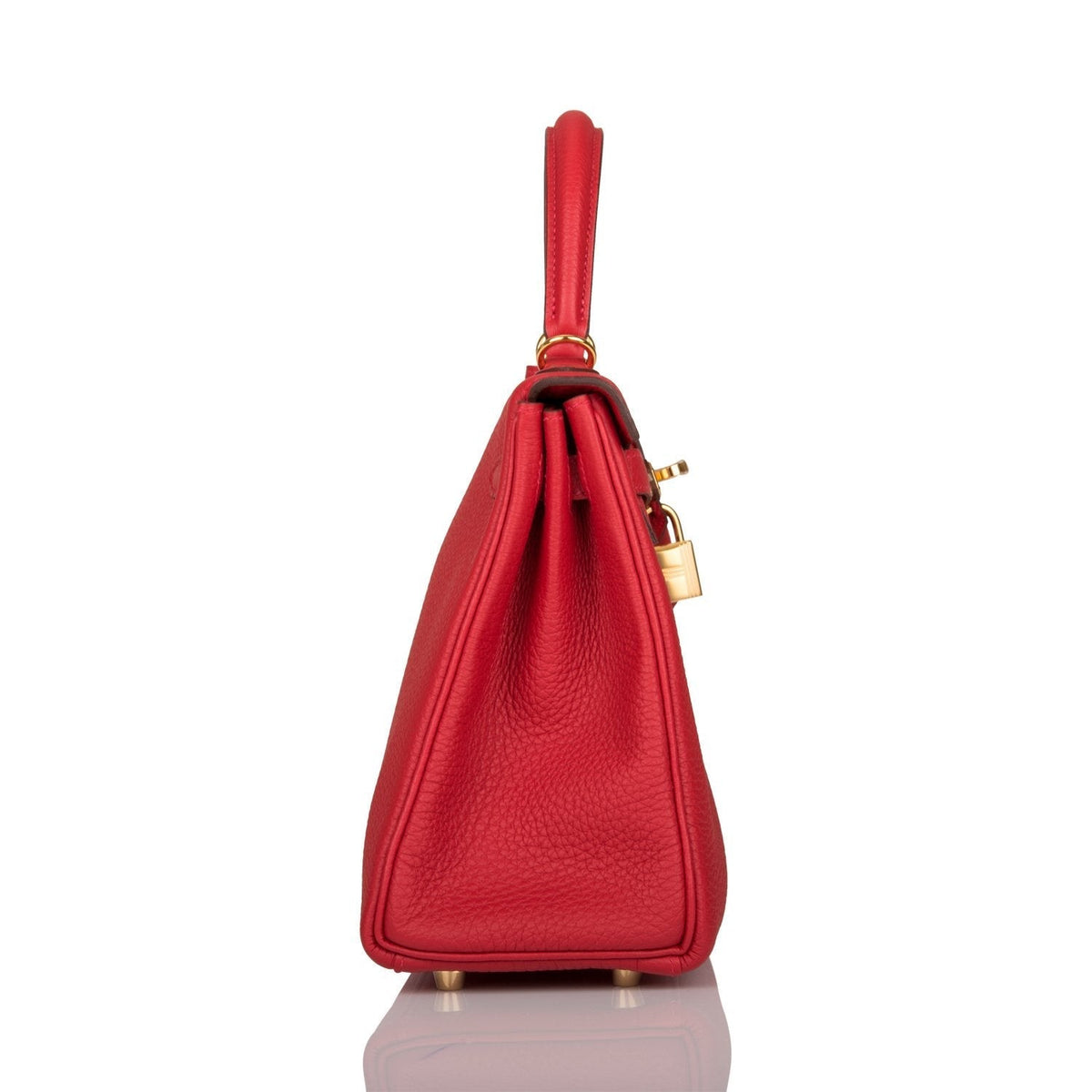 Hermes Kelly Retourne 25 Rouge Casaque Togo Gold Hardware Crowned Bag