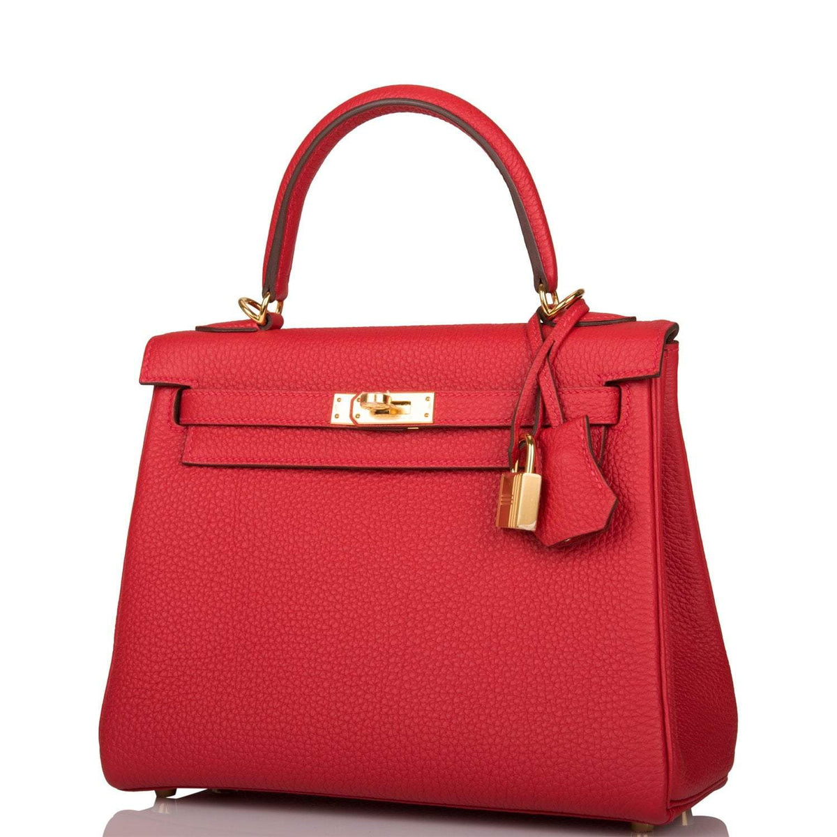 Hermes Kelly Retourne 25 Rouge Casaque Togo Gold Hardware Crowned Bag