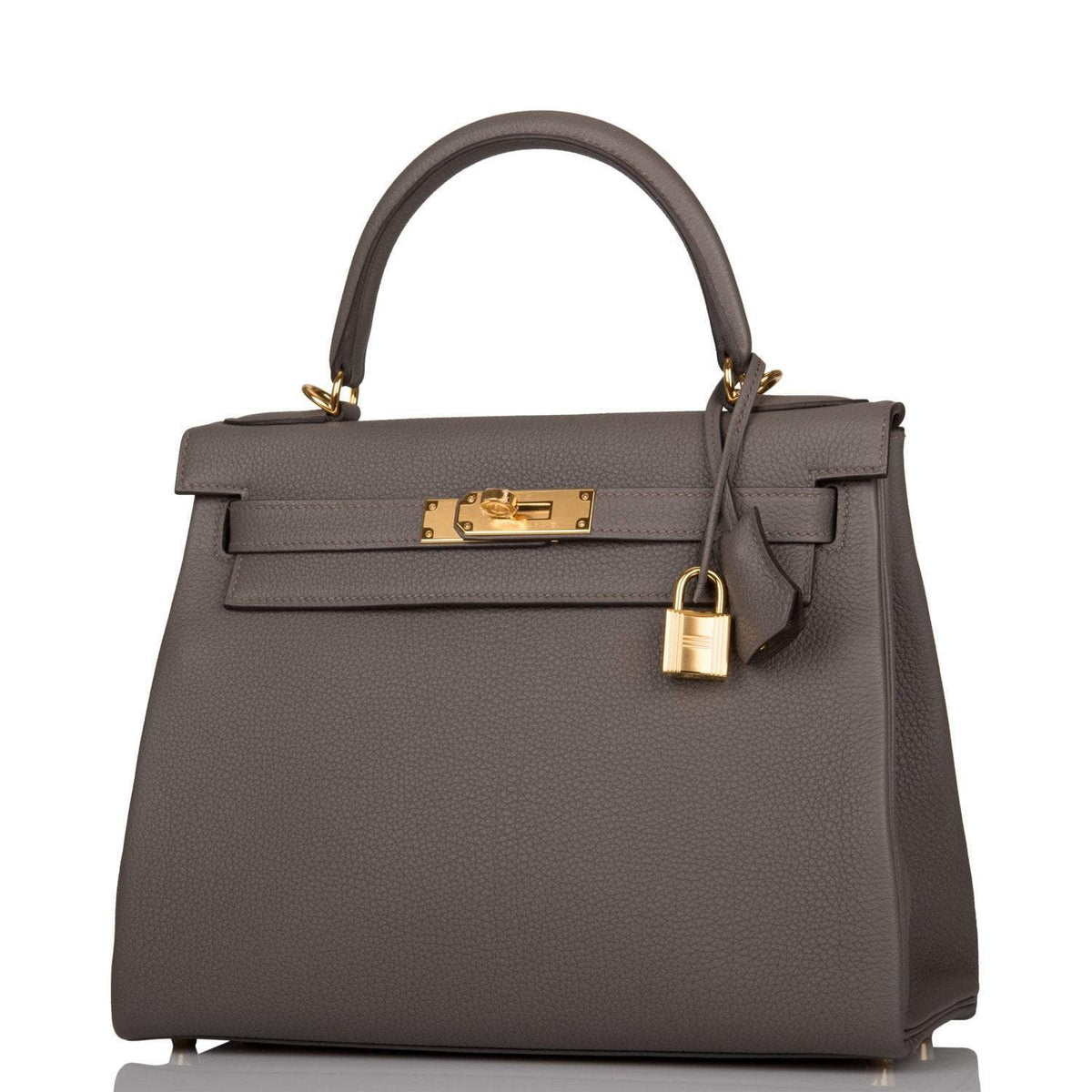 Hermes Kelly Retourne 28 Etain Togo Gold Hardware Crowned Bag