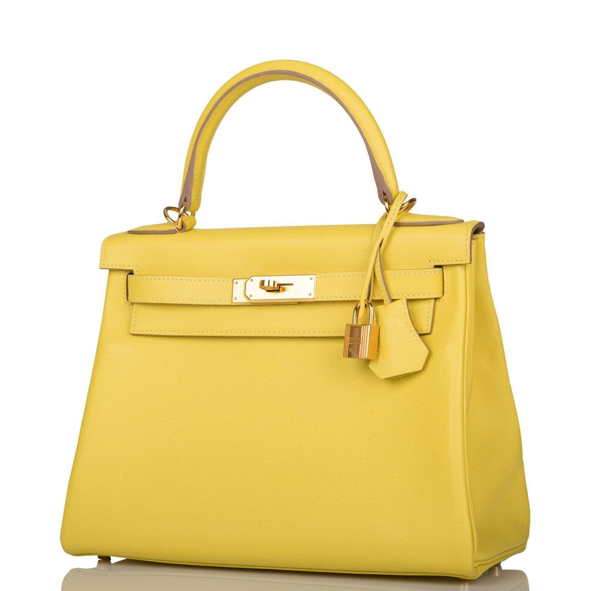 Hermes Kelly Retourne 28 Lime Evercolor Gold Hardware Crowned Bag