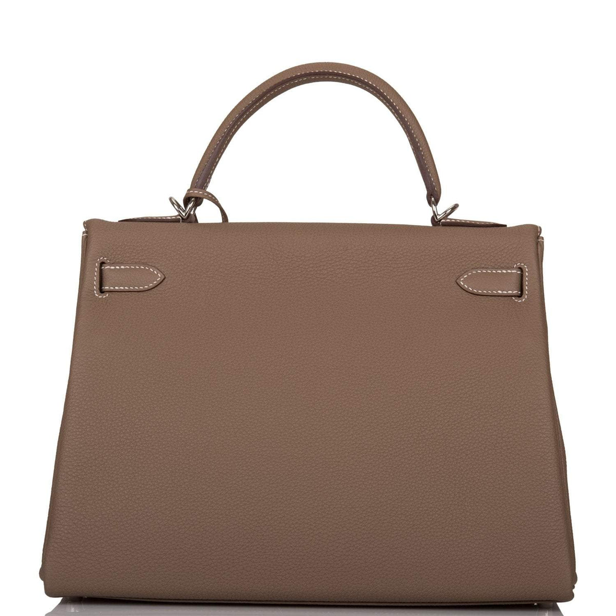Hermes Kelly Retourne 32 Etoupe Togo Palladium Hardware Crowned Bag