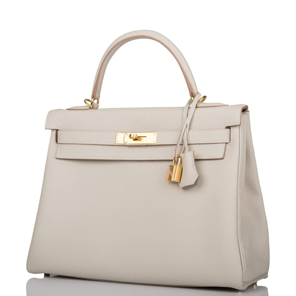 Hermes Kelly Retourne 32 Gris Perle Togo Gold Hardware Crowned Bag