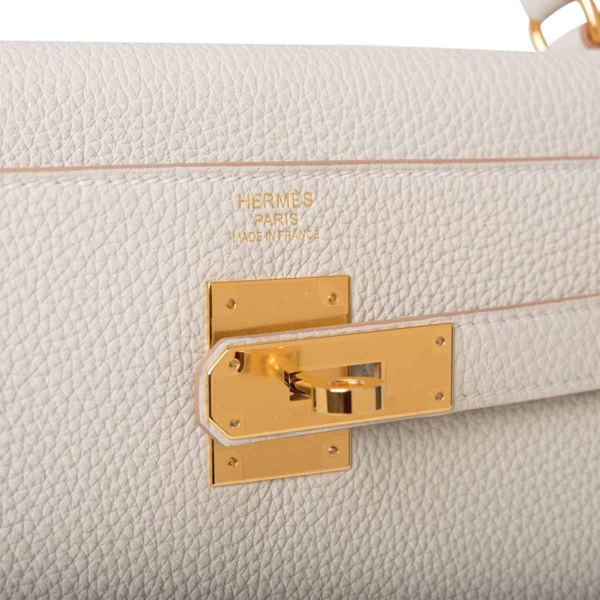 Hermes Kelly Retourne 32 Gris Perle Togo Gold Hardware Crowned Bag