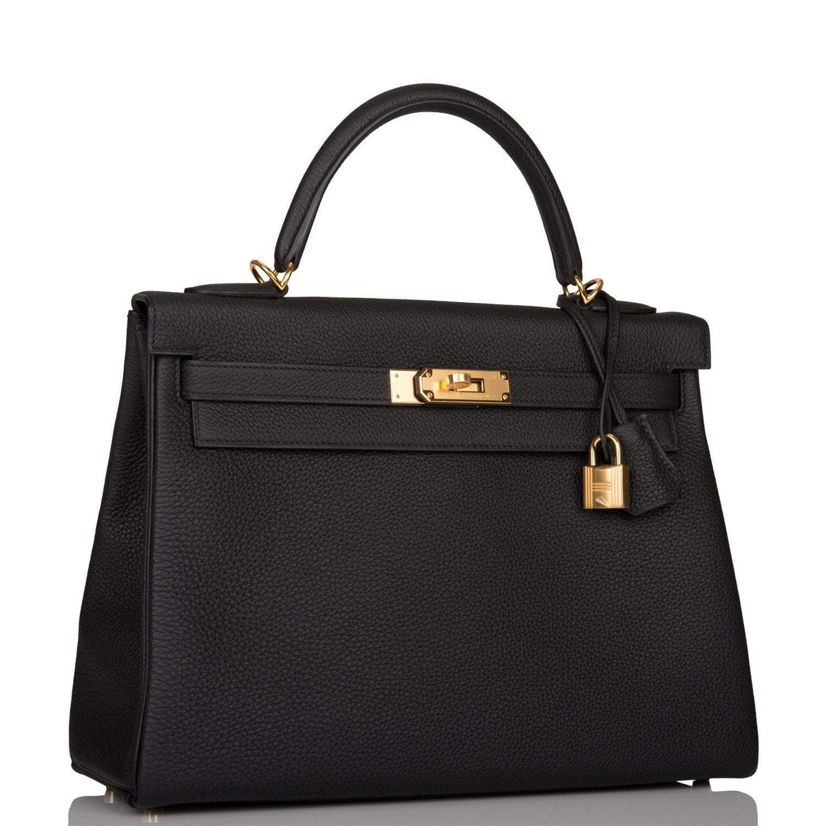 Hermes Kelly Retourne 32cm Black Togo Gold Hardware Crowned Bag