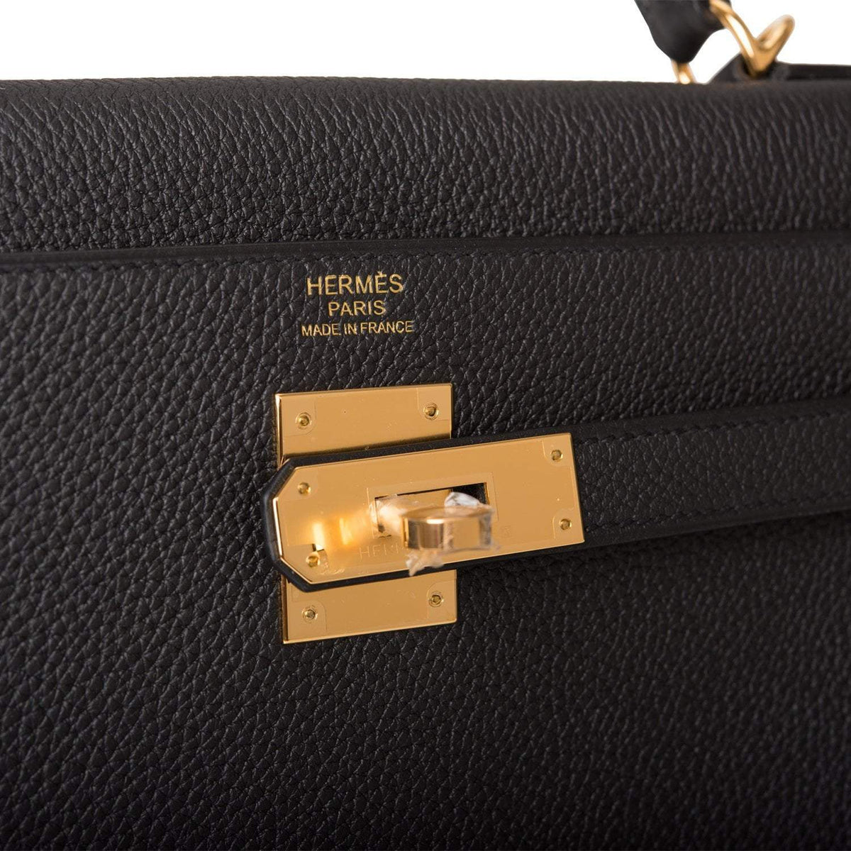 Hermes Kelly Retourne 32cm Black Togo Gold Hardware Crowned Bag