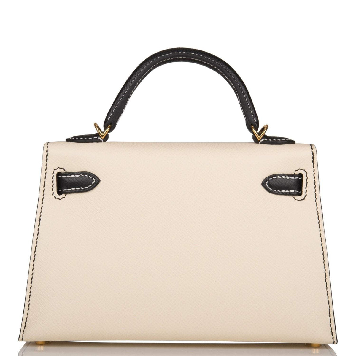 Hermes Kelly Sellier 20 Nata and Black Epsom Gold Hardware Crowned Bag