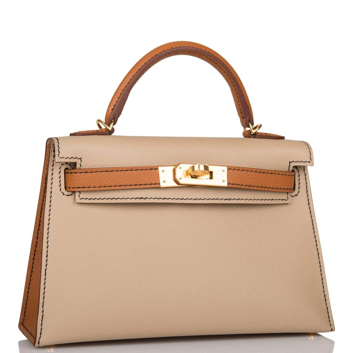 Hermes Kelly Sellier 20 Trench and Gold Epsom Gold Hardware Crowned Bag