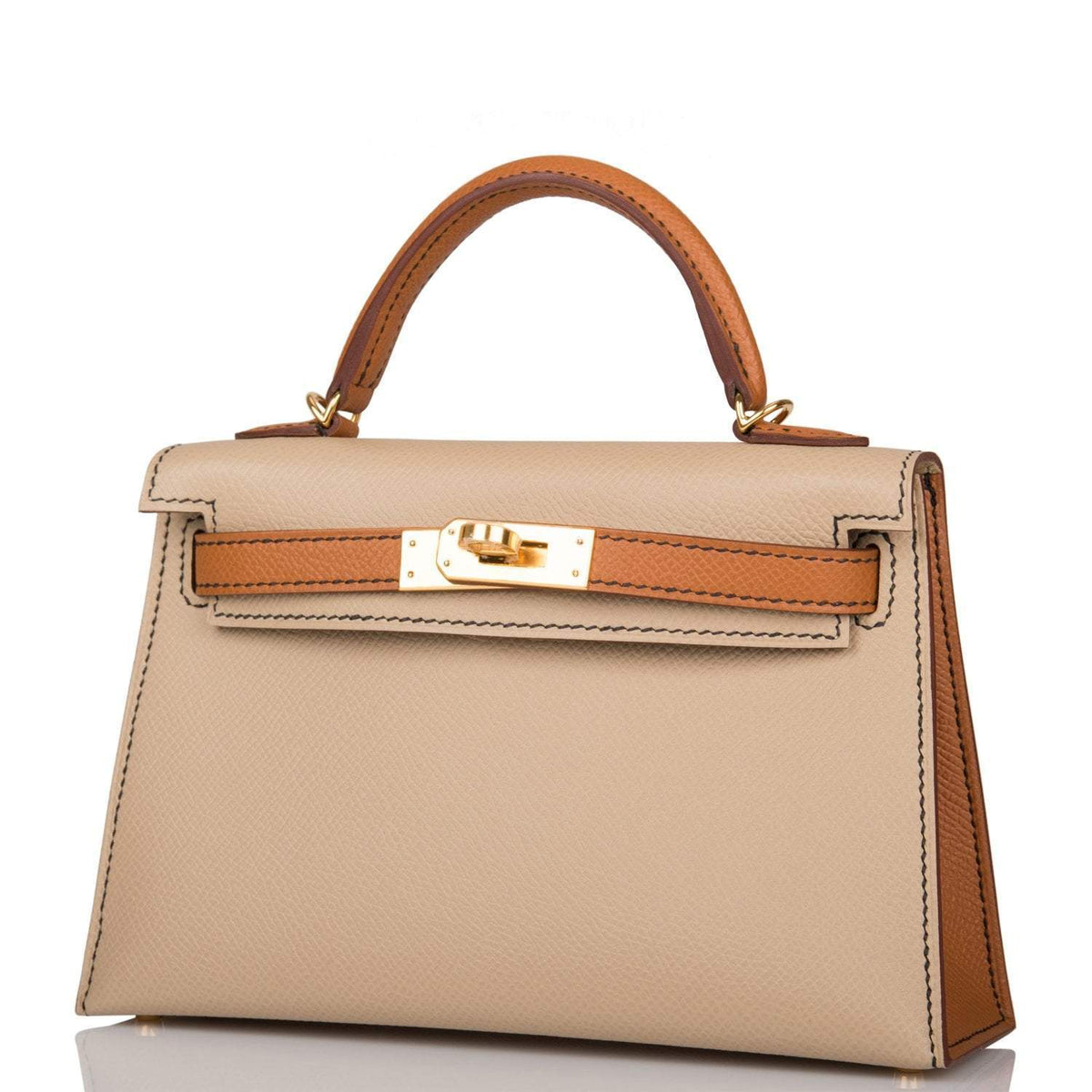 Hermes Kelly Sellier 20 Trench and Gold Epsom Gold Hardware Crowned Bag