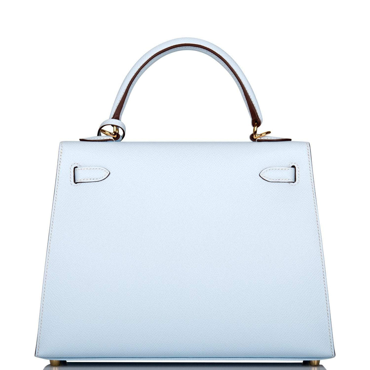 Hermes Kelly Sellier 25 Bleu Brume Epsom Gold Hardware Crowned Bag