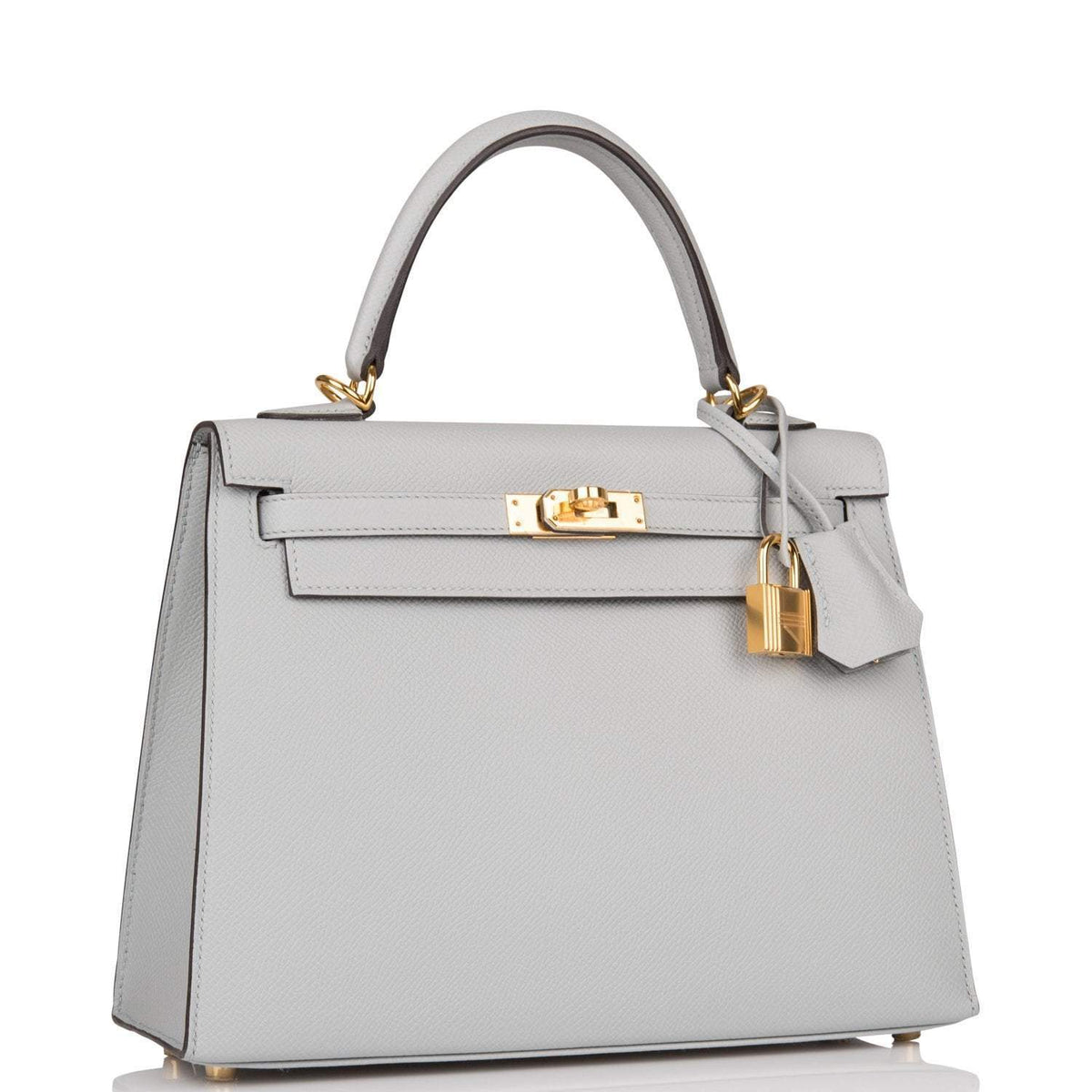 Hermes Kelly Sellier 25 Bleu Glacier Epsom Gold Hardware Crowned Bag