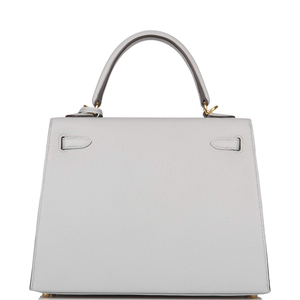 Hermes Kelly Sellier 25 Bleu Glacier Epsom Gold Hardware Crowned Bag
