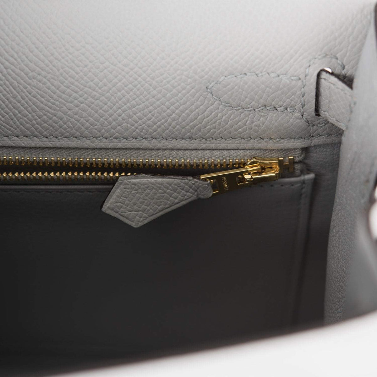 Hermes Kelly Sellier 25 Bleu Glacier Epsom Gold Hardware Crowned Bag