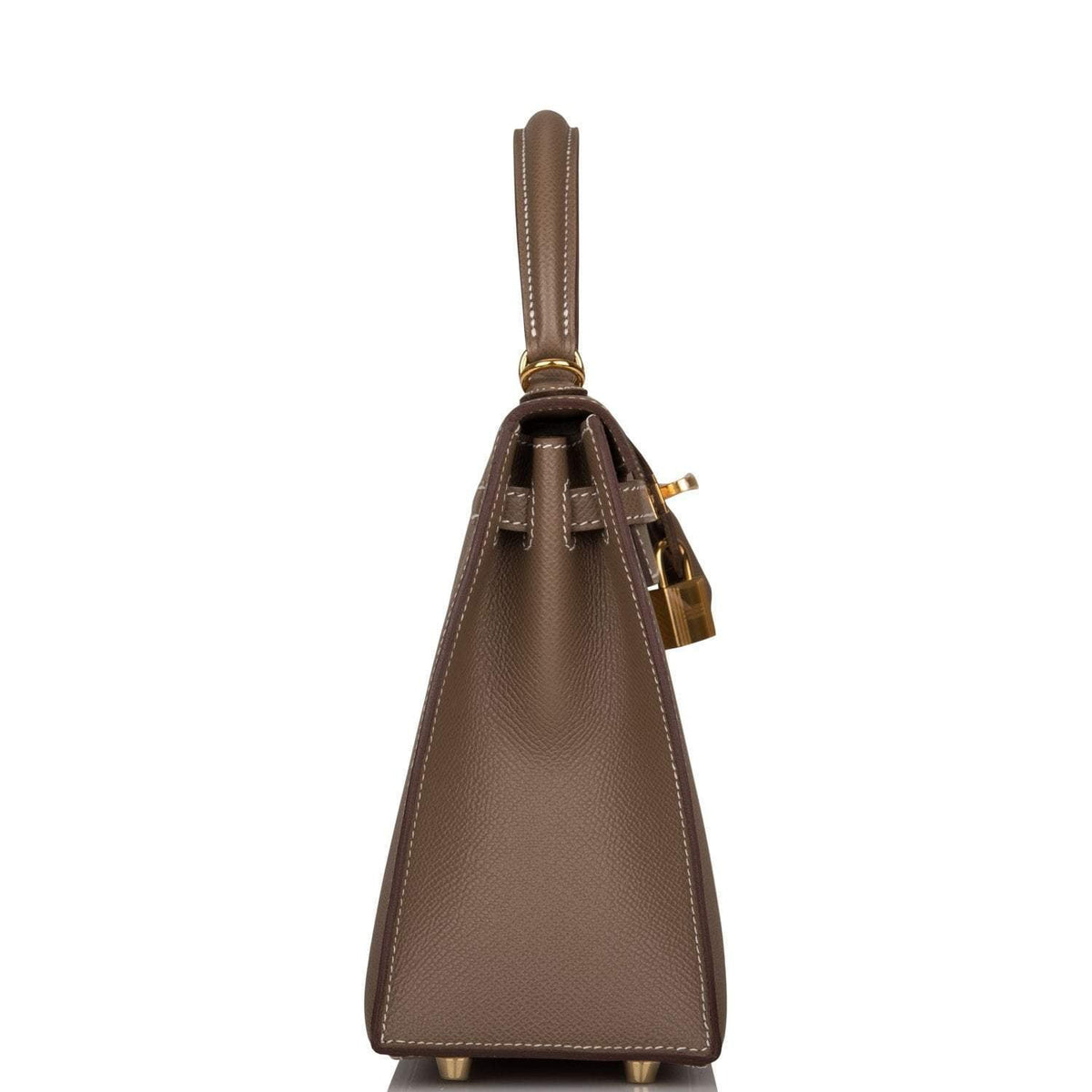 Hermes Kelly Sellier 25 Etoupe Epsom Gold Hardware Crowned Bag