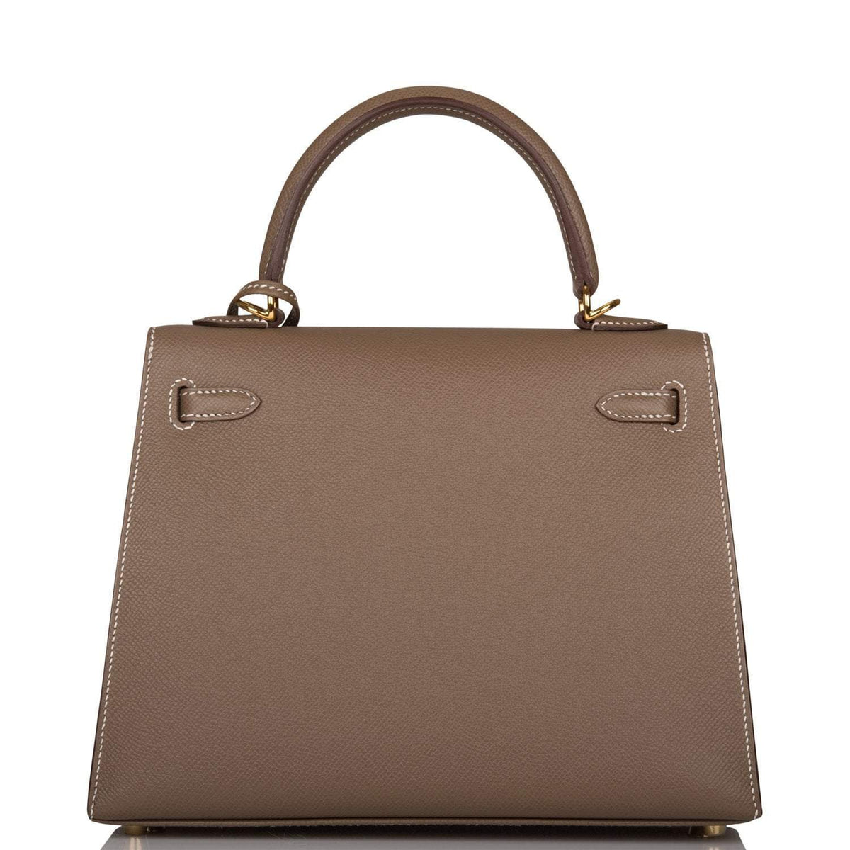 Hermes Kelly Sellier 25 Etoupe Epsom Gold Hardware Crowned Bag