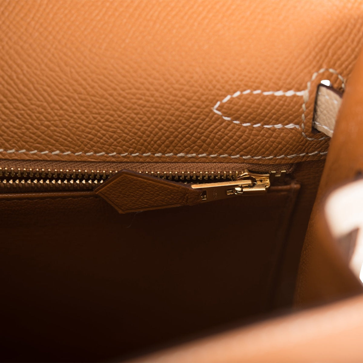 Hermes Kelly Sellier 25cm Gold and Trench Epsom  Brushed Gold Hardware Crowned Bag