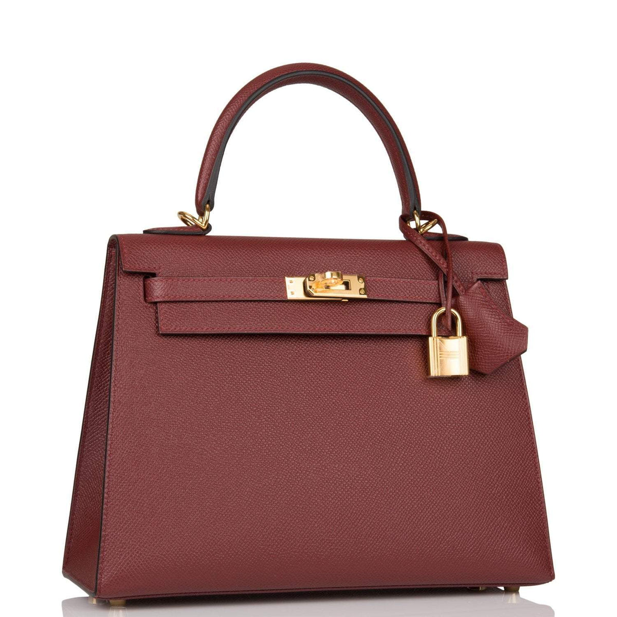 Hermes Kelly Sellier 25cm Rouge H Epsom Gold Hardware Crowned Bag