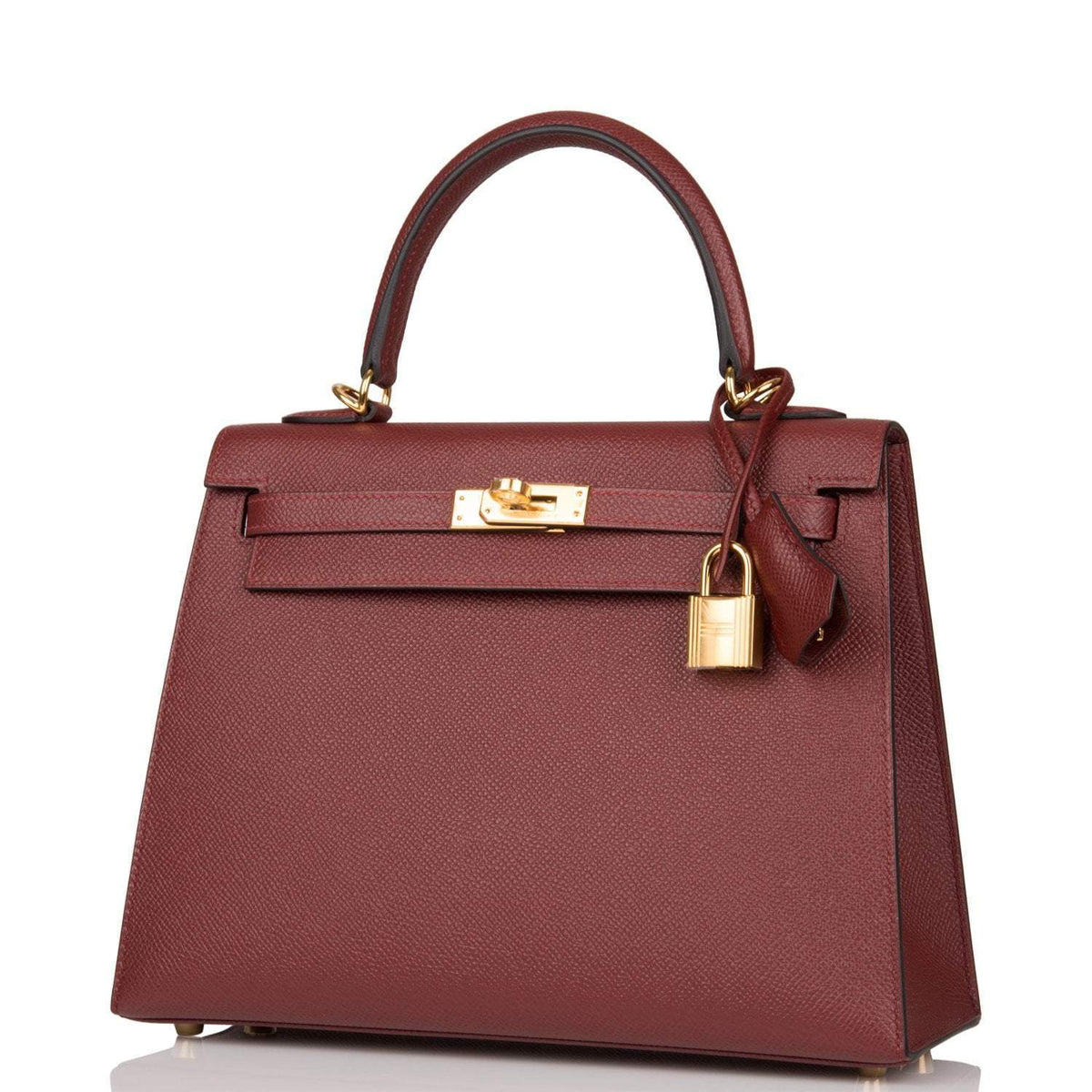 Hermes Kelly Sellier 25cm Rouge H Epsom Gold Hardware Crowned Bag