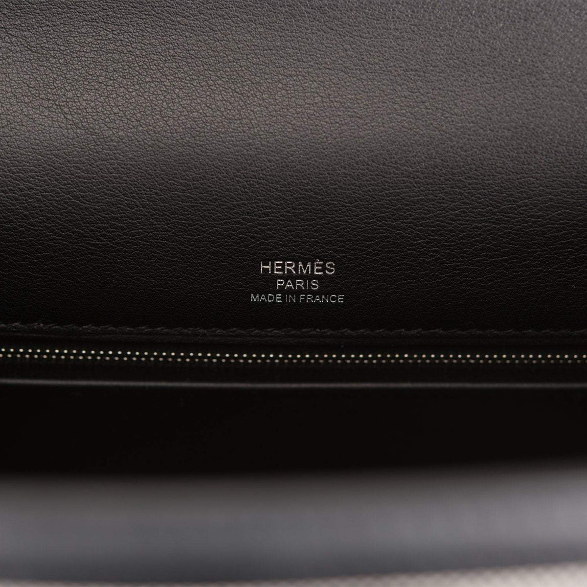 Hermes Kelly Sellier 28 Black Toile and Swift Sellier Palladium Hardware Crowned Bag