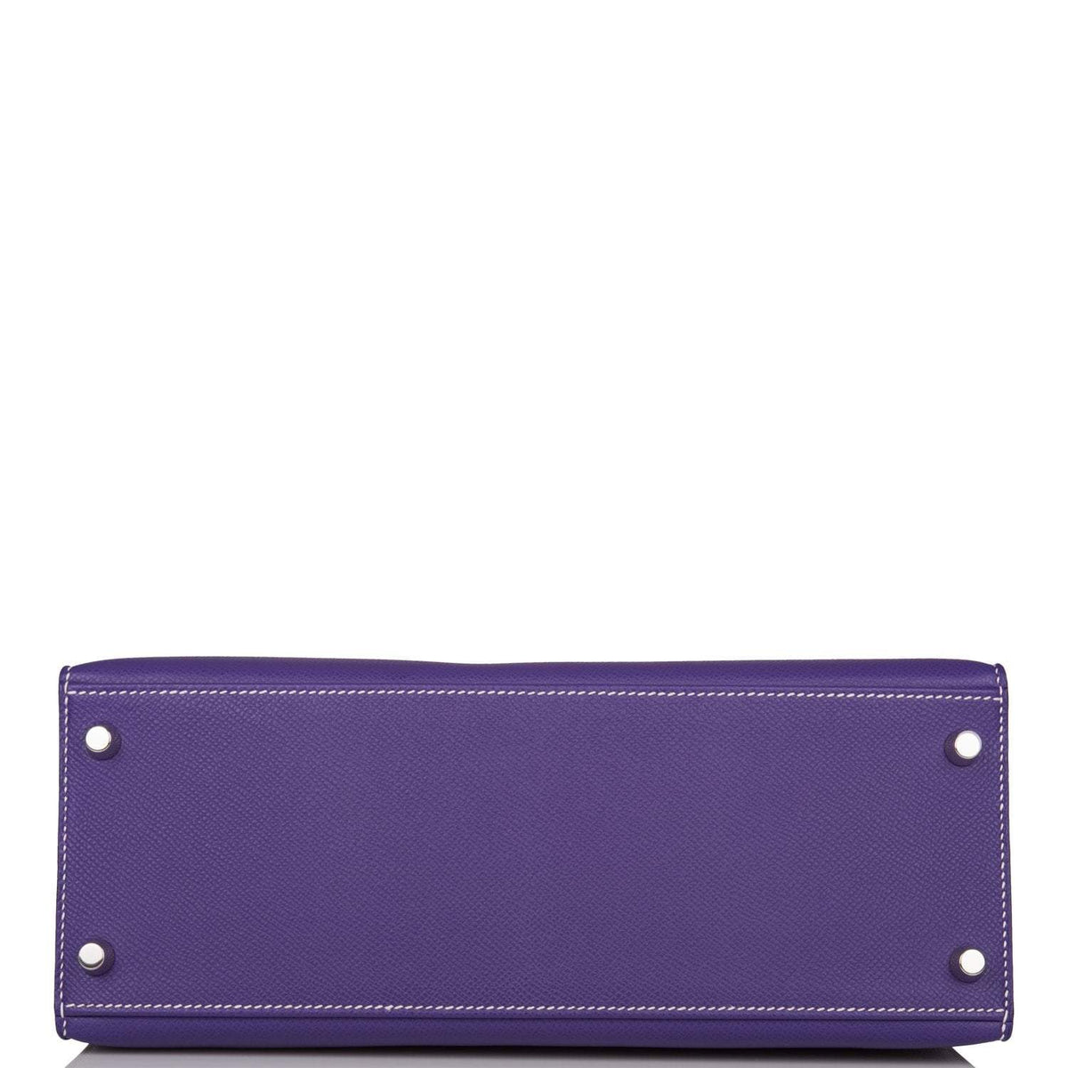 Hermes Kelly Sellier 28 Crocus and White Epsom Brushed Palladium Hardware Crowned Bag
