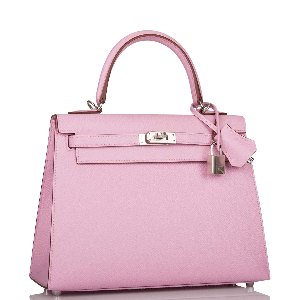 Hermes Mauve Sylvestre Epsom Sellier Kelly 25cm Palladium Hardware Crowned Bag