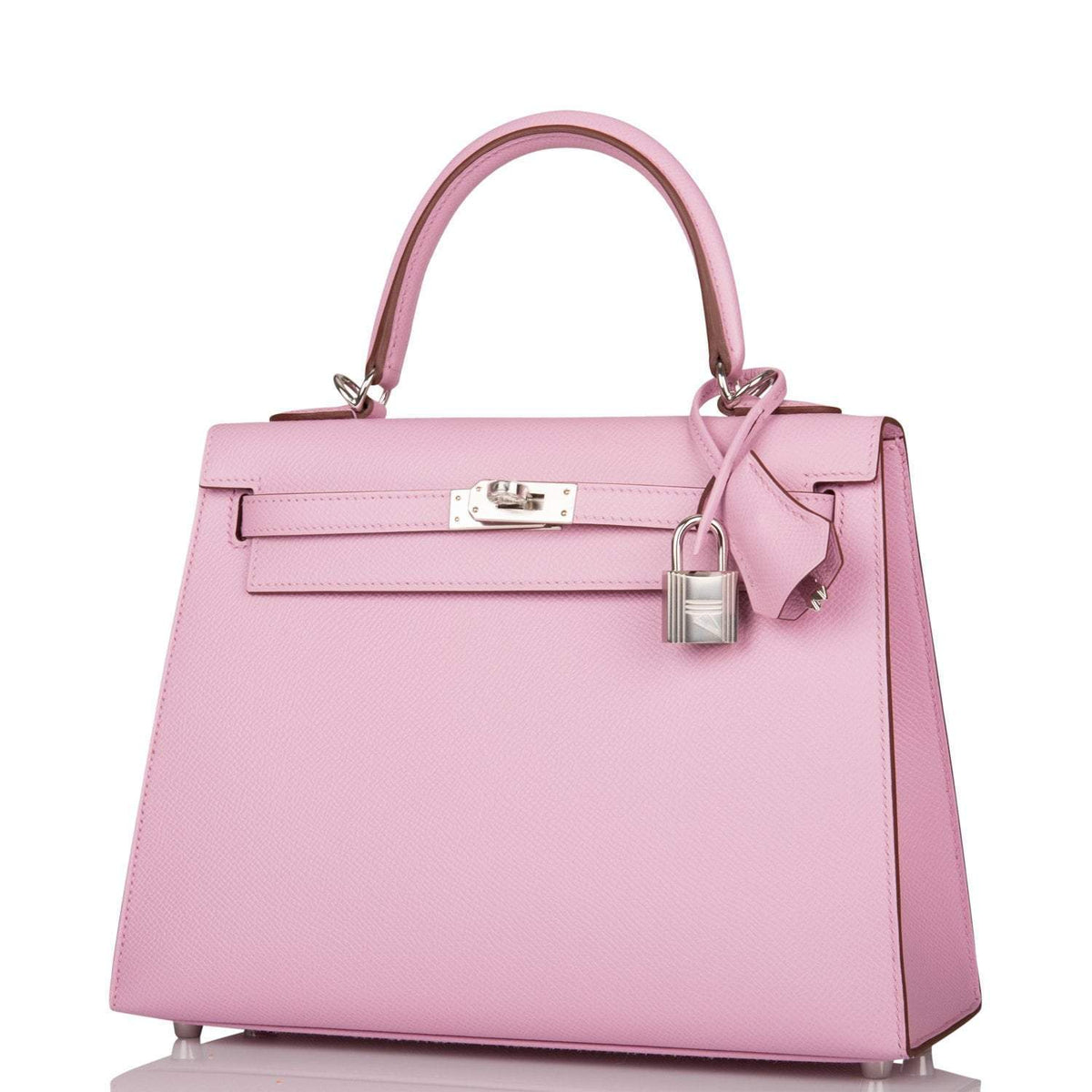 Hermes Mauve Sylvestre Epsom Sellier Kelly 25cm Palladium Hardware Crowned Bag