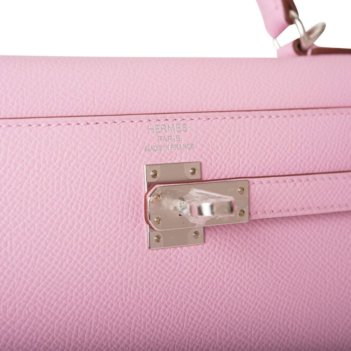 Hermes Mauve Sylvestre Epsom Sellier Kelly 25cm Palladium Hardware Crowned Bag