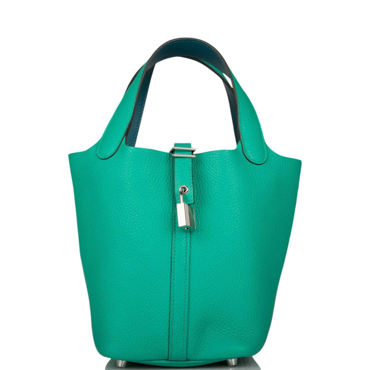 Hermes Menthe Clemence Picotin Lock 18cm Palladium Hardware Crowned Bag