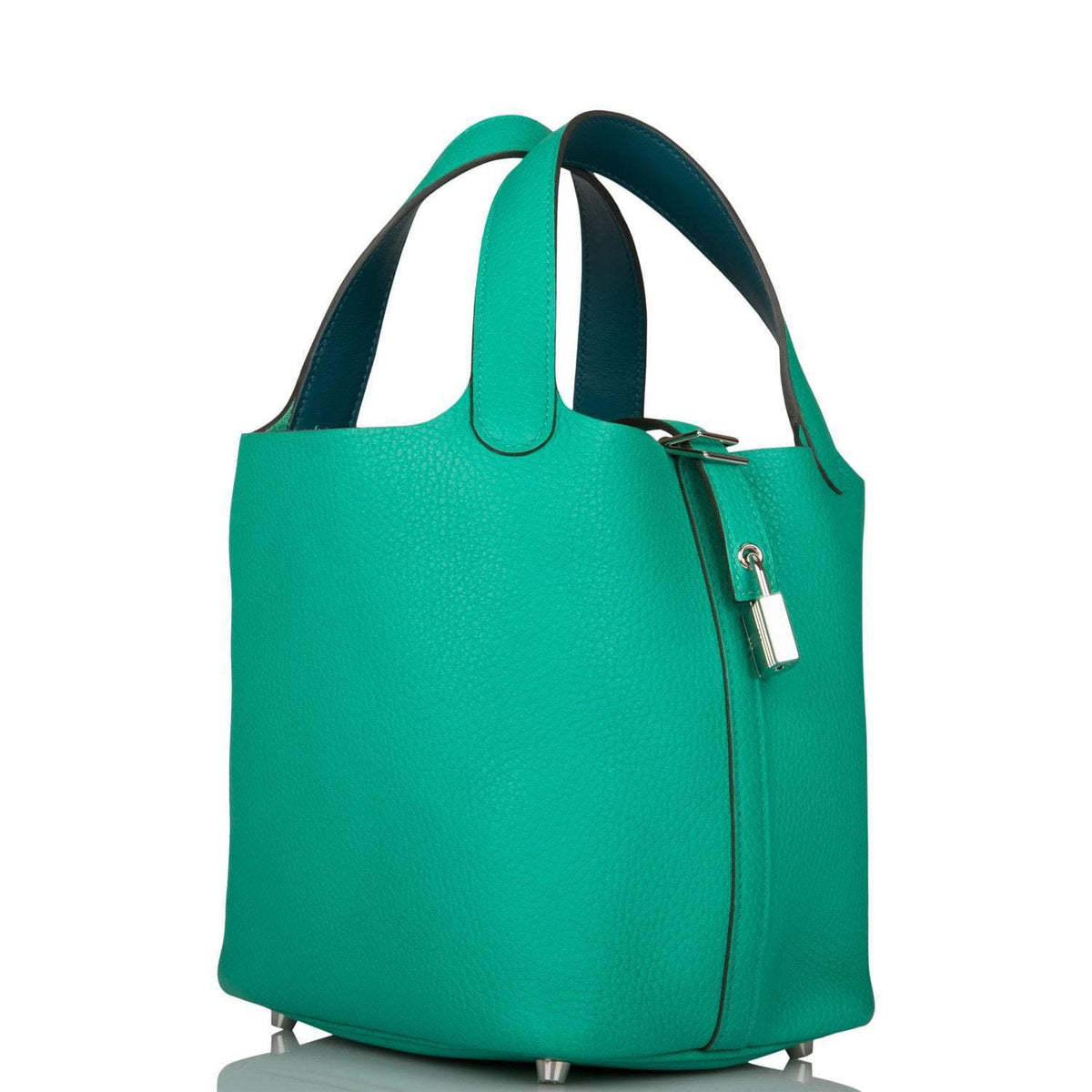 Hermes Menthe Clemence Picotin Lock 18cm Palladium Hardware Crowned Bag