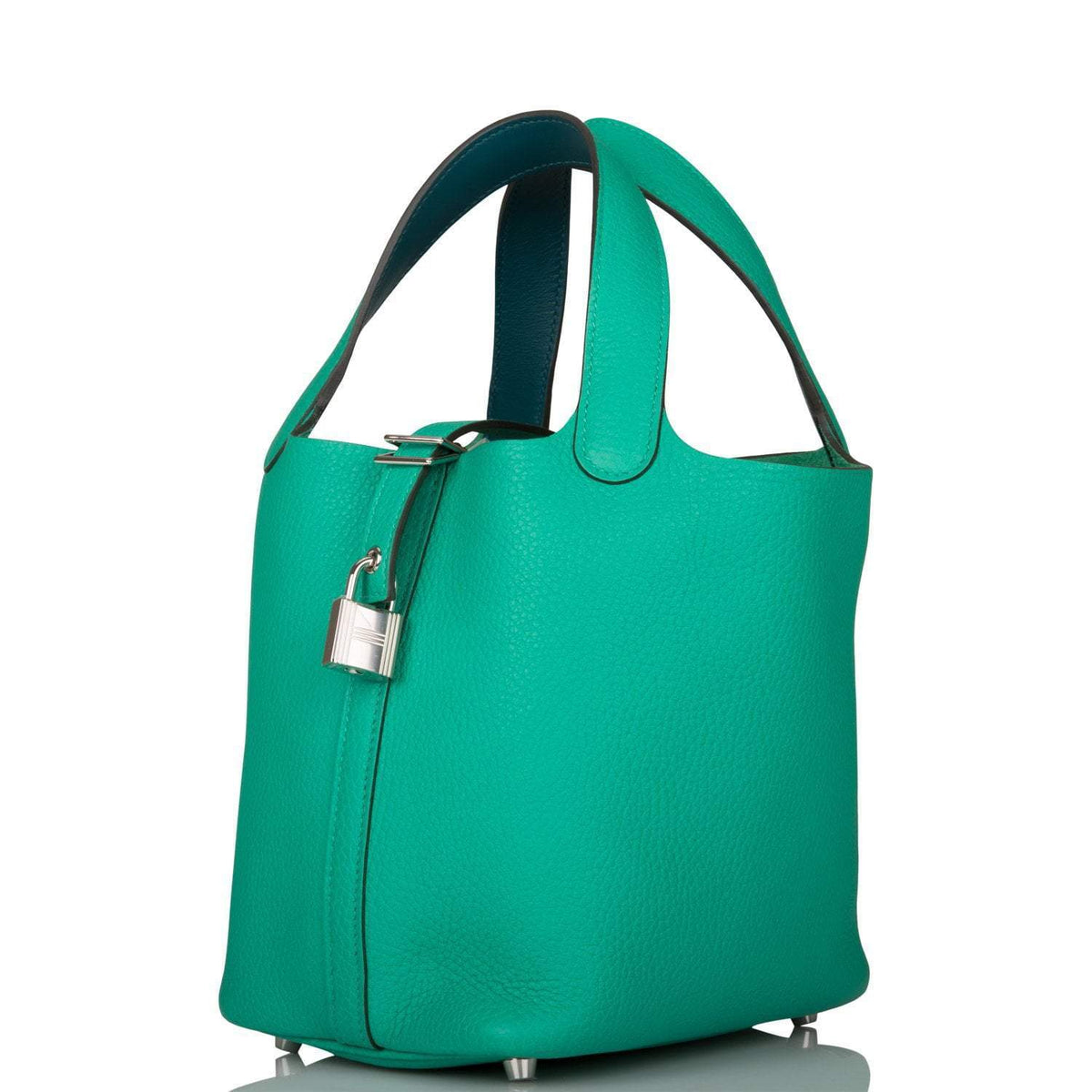 Hermes Menthe Clemence Picotin Lock 18cm Palladium Hardware Crowned Bag