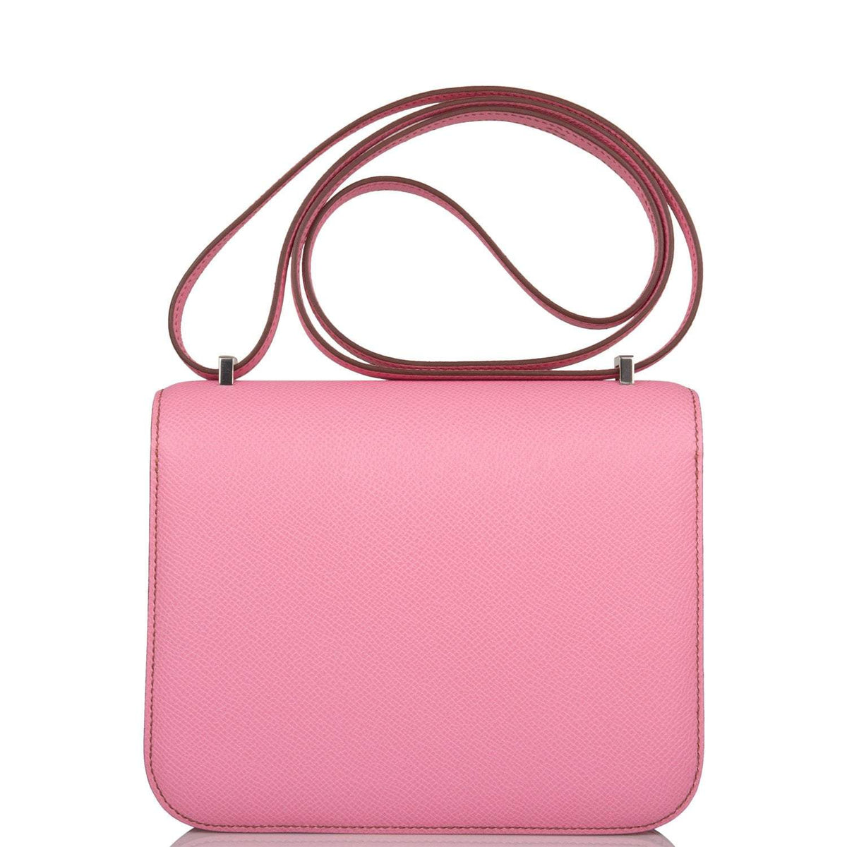 Hermes Mini Constance 18 Bubblegum 5P Epsom Palladium Hardware Crowned Bag