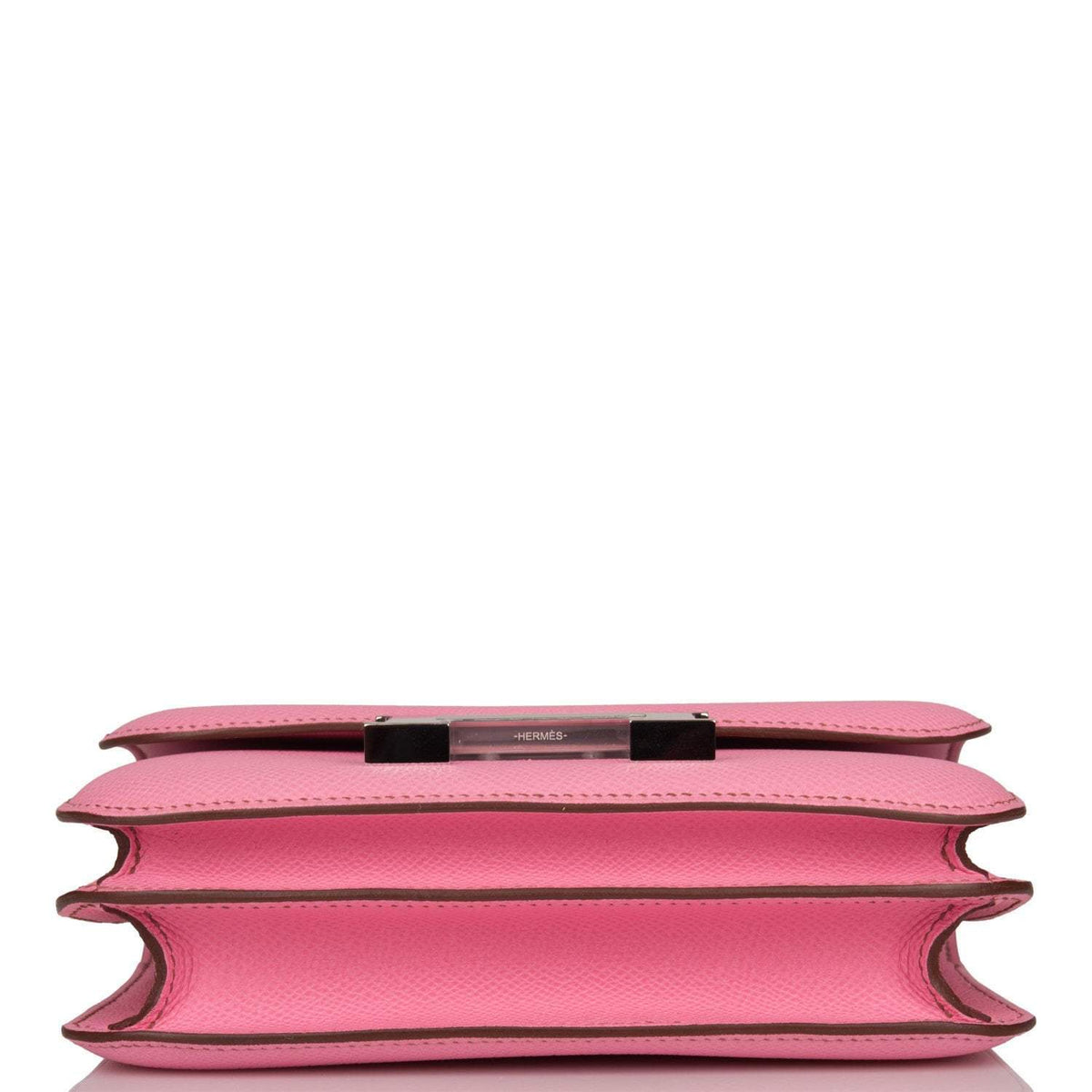Hermes Mini Constance 18 Bubblegum 5P Epsom Palladium Hardware Crowned Bag
