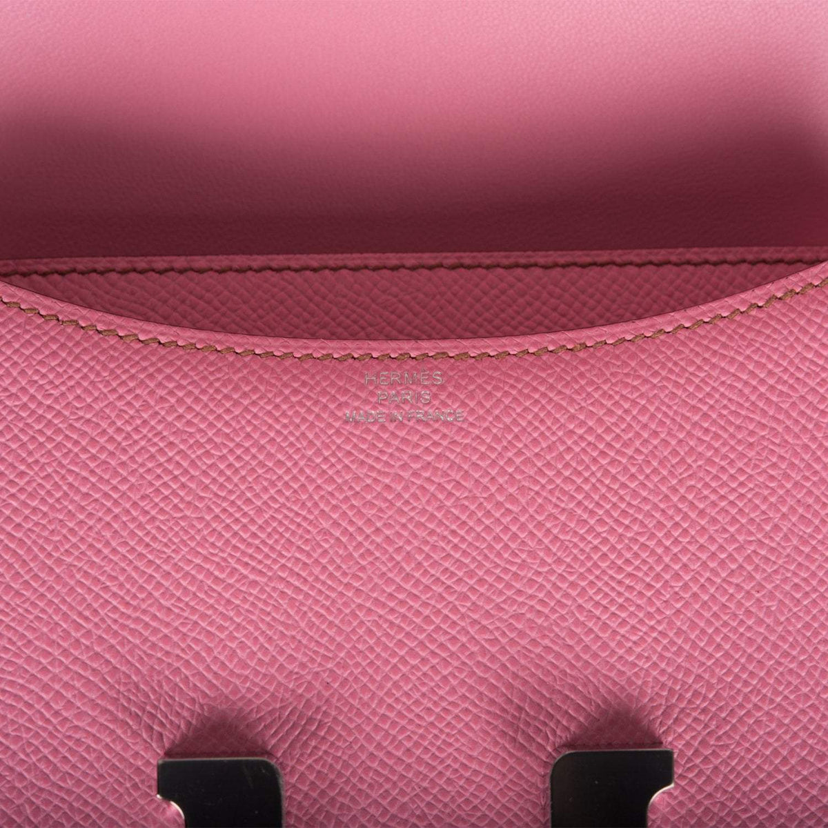 Hermes Mini Constance 18 Bubblegum 5P Epsom Palladium Hardware Crowned Bag