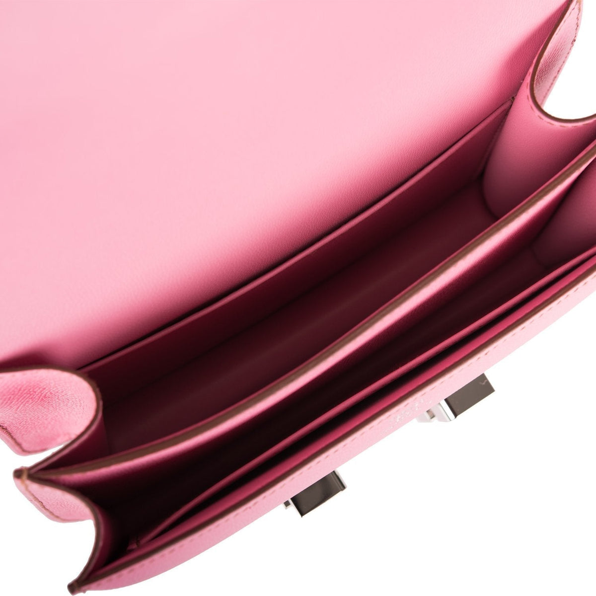 Hermes Mini Constance 18 Bubblegum 5P Epsom Palladium Hardware Crowned Bag