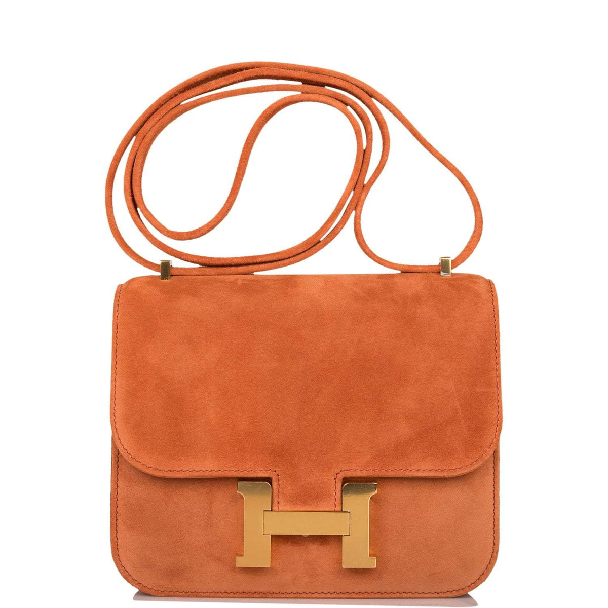 Hermes Paprika Doblis Mini Constance 18cm Gold Hardware Crowned Bag