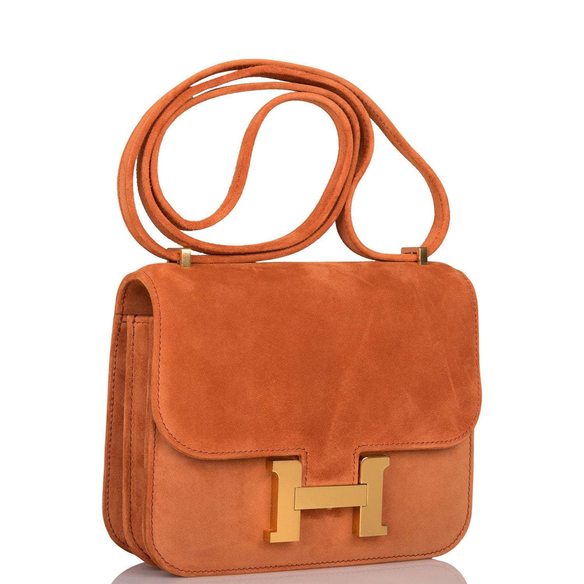 Hermes Paprika Doblis Mini Constance 18cm Gold Hardware Crowned Bag