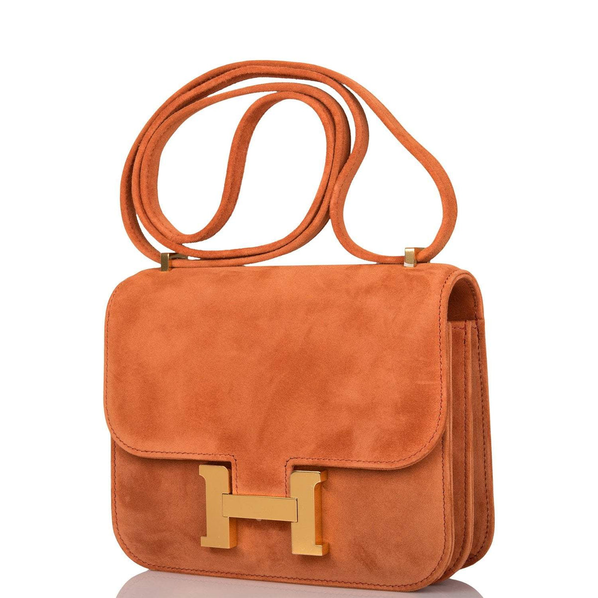 Hermes Paprika Doblis Mini Constance 18cm Gold Hardware Crowned Bag
