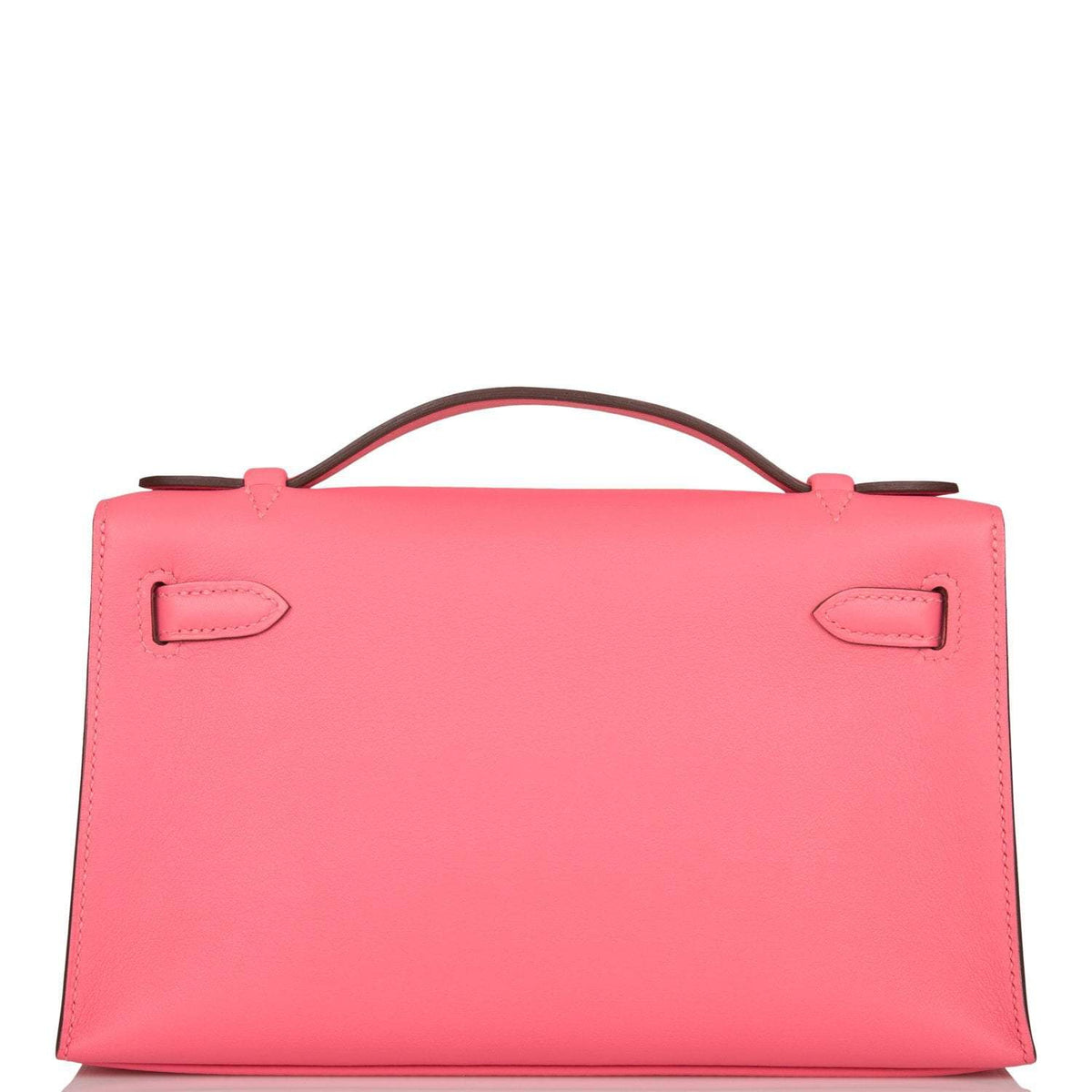 Hermes Rose Azalee Swift Mini Kelly Pochette Gold Hardware Crowned Bag