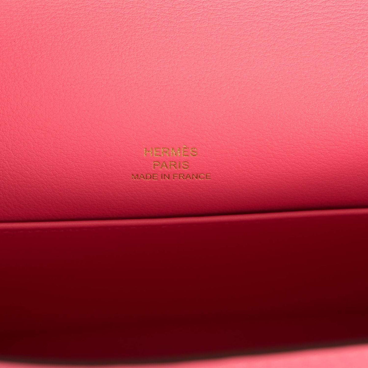 Hermes Rose Azalee Swift Mini Kelly Pochette Gold Hardware Crowned Bag