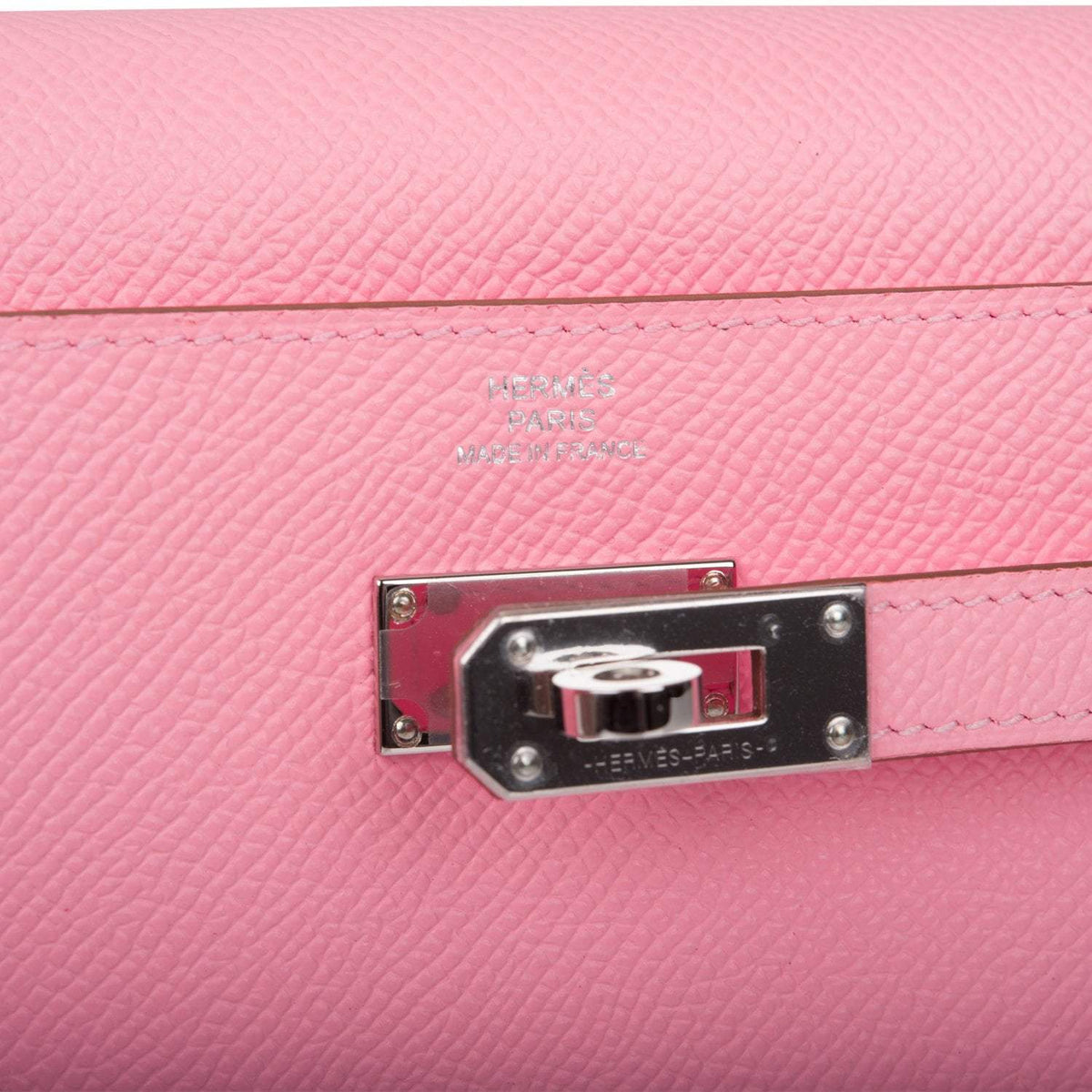 Hermes Rose Confetti Epsom Kelly Wallet To Go Palladium Hardware Crowned Bag
